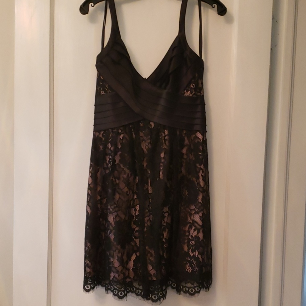 Black lace mini cocktail dress
